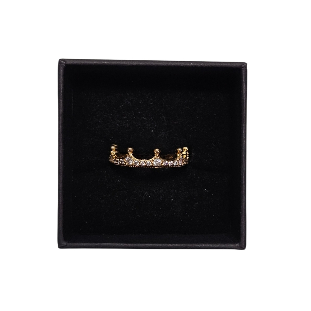 Pandora Shine Clear Sparkling Crown Ring Gold Plated Size 56 US 7.5